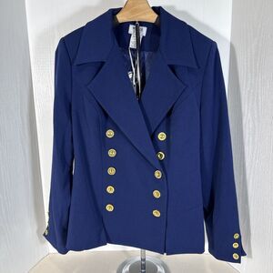 Monroe & Main Royal Blue Blazer Gold Buttons Women’s Size 10 NWT Career Jacket